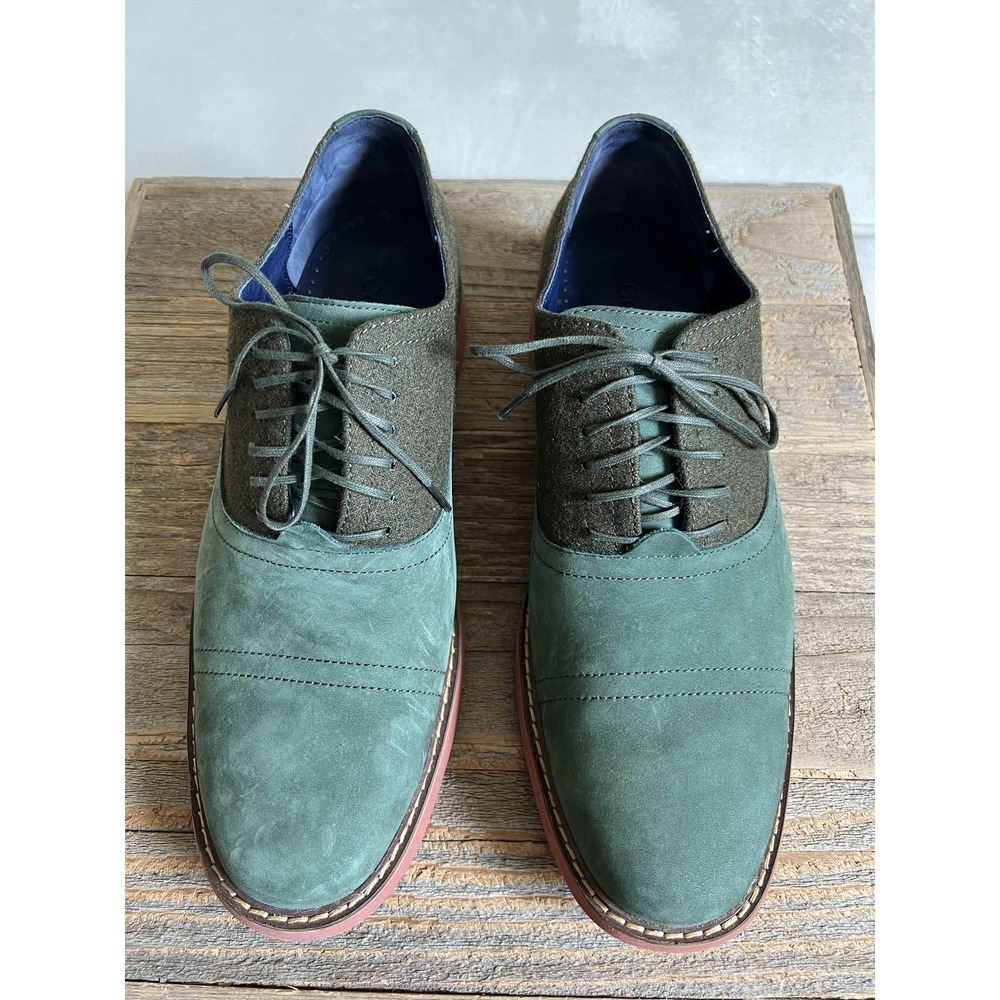 Cole Haan Air Shoes Mens 10.5 Green Suede Wool Cap Toe Oxford Lace Up Preppy - Picture 5 of 11